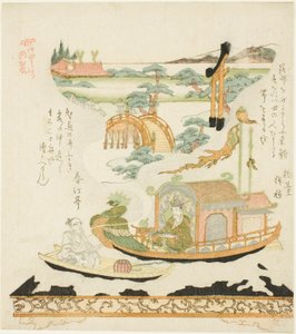 Takeda Mechanisches Gerät (Takeda karakuri): Haku Rakuten (Chinesisch: Bai Juyi) und der Fischer