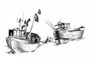 Gestrandete Fischerboote