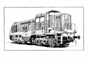 Klassische Dieselzug-Zeichnung