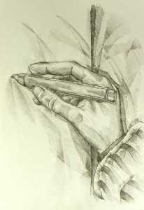 Hand mit medizinischem Stift