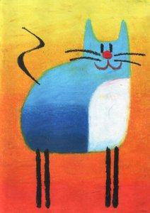 Glückliche blaue Katze