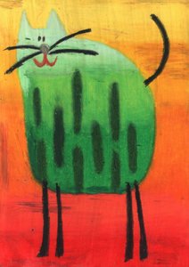 Fröhliche grüne Katze
