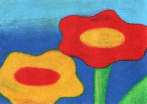 Fröhliche rote und gelbe Blüten
