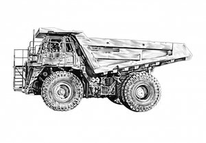 Industrieller Bergbau-LKW Skizze