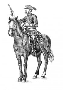 Berittener Offizier mit Pistole