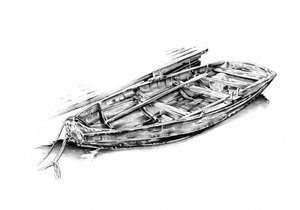 Altes Holzboot Zeichnung