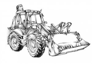 Leistungsstarke Bagger Skizze