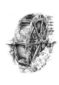 Rustikales Wasserrad