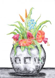 Lebendige Blumenzeichnung