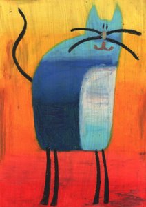 Verspielte blaue Katze
