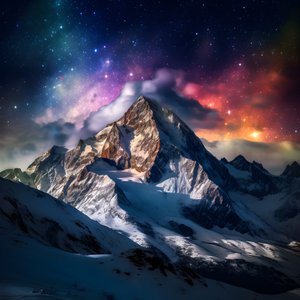 Die schneebedeckten Gipfel der Alpen leuchten wie ein Regenbogen in der Nacht 2 von Kurt Heppke