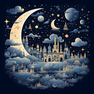 Sammlung von isolierten Fantasy-Illustrationen der Himmelselemente 3