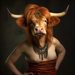 Hochlandkuh als Marilyn Monroe