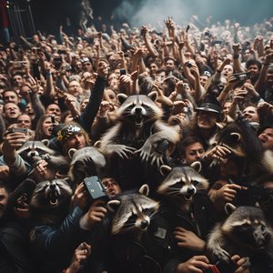 eine Horde voller Waschbären bei einer Rockshow