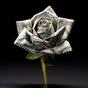 Eine Rose aus 100 Dollarscheinen, die elektrisch sind 2