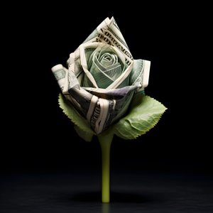 Eine Rose aus 100 Dollarscheinen, die elektrisch sind 4