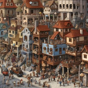 Stadt mit vielen Menschen, realistisch