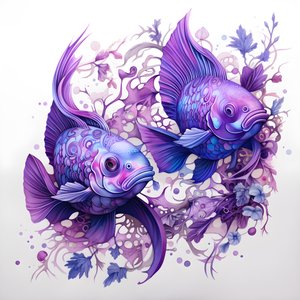 zwei Fische in der Farbe violett von Kurt Heppke
