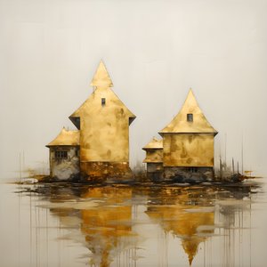 zwei Häuser in Gold