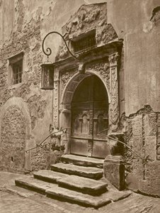 Rothenburg o.d.T., Portal des alten Rathauses (s/w Foto)