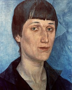 Porträt von Anna Achmatowa, russische Dichterin von Kuzma Sergeevich Petrov Vodkin