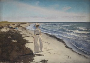Dame am Strand von Karrebæksminde, Seeland von Laurits Andersen Ring