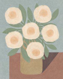 Weiße Blumen in gelber Vase