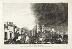 Ansicht von Torro del Greco: Aufgenommen am 8. Tag nach dem Ausbruch des Vesuvs, 15. Juni 1794, 1822 (Gravur & Radierung)