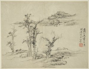 Landschaft im Stil der alten Meister: nach Ni Zan (1301-1374) von Lan Ying