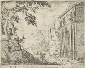 Zeichner bei den Ruinen eines Triumphbogens von Laurens Barata