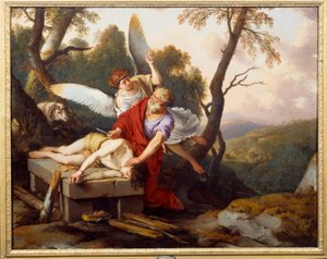 Abraham opfert seinen Sohn Isaak. Gemälde von Laurent de La Hyre