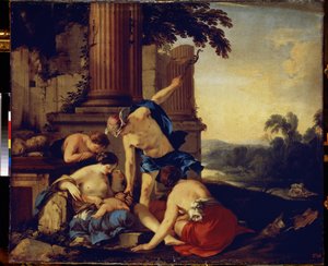 Merkur übergibt das Kind Bacchus den Nymphen von Nysa