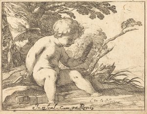 Amor schaut in einen Spiegel von Laurent de la Hyre
