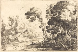 Bewaldete Landschaft mit einem Fluss