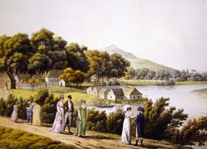 Blick auf den Brigittenau-Bezirk und die Donau von der Augarten-Seite, frühes 19. Jahrhundert