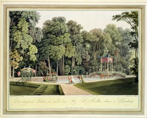 Der chinesische Pavillon in den Laxenburg-Gärten, Wien, graviert von Johann Ziegler von Laurenz Janscha