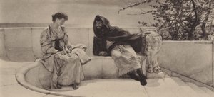Die alte Geschichte (Photogravur) von Lawrence (after) Alma Tadema