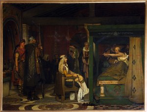 Fredegunde besucht Bischof Praetextatus auf seinem Sterbebett von Lawrence Alma Tadema