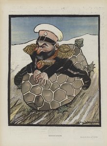 Aleksey Kuropatkin, russischer Kriegsminister. Illustration für Le Rire