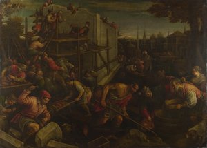 Der Turm zu Babel, ca. 1600 von Leandro Bassano