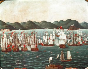Englische Schiffe in der Bucht von Rio de Janeiro von Leandro Joachim
