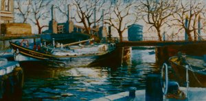 Grosvenor Dock, 2001, Boot im Thames Dock