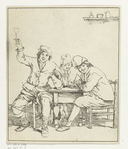 Drei Männer am Tisch rauchen und trinken von Leendert Brasser
