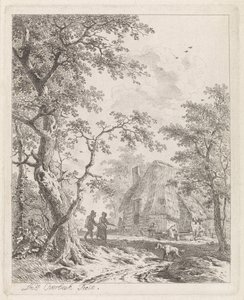 Zwei Wanderer bei einem Bauernhof von Leendert Overbeek