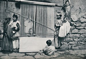 Kabylische Weber und einheimischer Webstuhl, Nordalgerien, 1912
