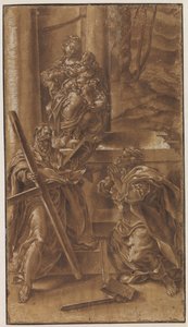 Madonna mit Kind und den Aposteln Andreas (links) und Judas (rechts)