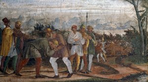 Szene aus dem Leben des verlorenen Sohnes, von Kreis des Lelio Orsi (1511-1587)