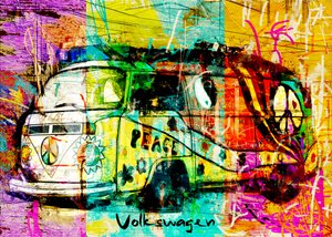 Bunter Hippie-Camper-Van von Lembayung senja studio [Vintage Poster]