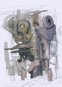 Rätselhafte Abstrakte Roboter von Lembayung senja studio [Vintage Poster]