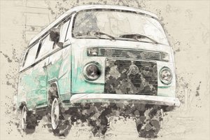 Ikonischer Retro-Teal-Van von Lembayung senja studio [Vintage Poster]